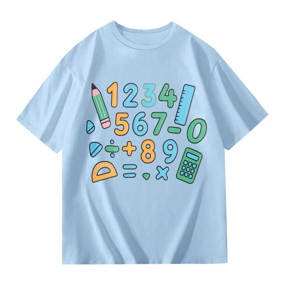 WOYY Girls Short Sleeved T-Shirt Summer Casual Digital Print T Shirt for Kids, Sizes 3-14