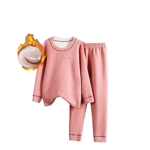 WOYY Girls Sleepwear Seamless Thermal Underwear Set Long Sleeve Top Pants Base Layer Kids Clothing Sets, Sizes 3-10
