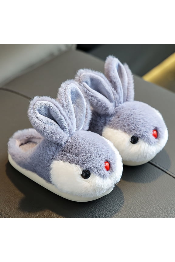 Girls Slippers Cartoon Rabbit Non Shoes Fuzzy Cozy Warm House Shoes