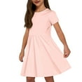 thumbnail image 1 of WOYY Girls Solid Short Sleeve Casual Dress Summer Active Play Dress, Sizes 4-12, 1 of 7