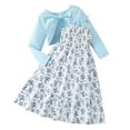 thumbnail image 1 of WOYY Girls Spring Outfits Floral Print Dress Long Sleeve Cardigan Shirt Kids Clothing Sets, Sizes 7-12, 1 of 8