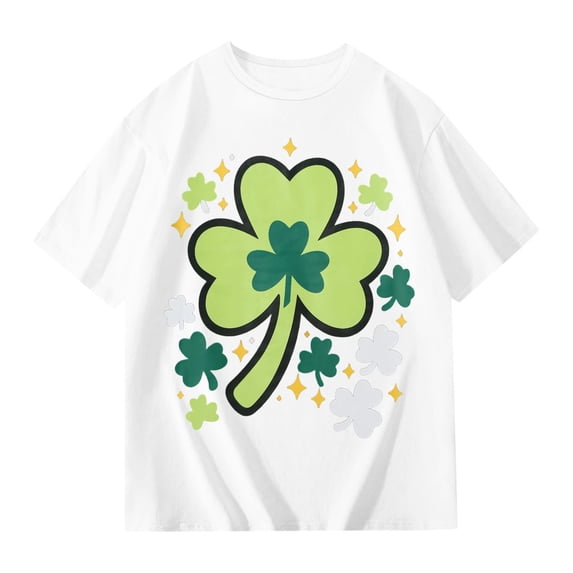 WOYY Girls St. Patrick's Day Short Sleeved T-Shirt Casual Graphic Tee for Kids, Sizes 3-14