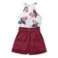 thumbnail image 1 of WOYY Girls Summer Outfits Floral Halter Sleeveless Top Shorts Set, Sizes 5-14, 1 of 6