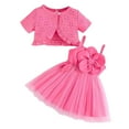 thumbnail image 1 of WOYY Girls Summer Outfits Flower Sleeveless Tutu Dress Ruffle Eyelet Cardigan Coat 2Pcs Set Children's Clothes Sets, Sizes 3-4, 1 of 4
