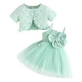 thumbnail image 1 of WOYY Girls Summer Outfits Flower Sleeveless Tutu Dress Ruffle Eyelet Cardigan Coat 2Pcs Set Children's Clothes Sets, Sizes 9-12 Months, 1 of 7