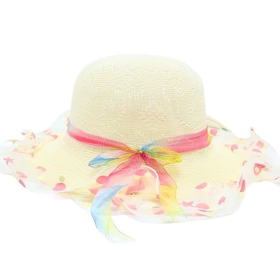 WOYY Girls Sun Hat Wide Brim Summer Beach Hat Breathable Uv Protection Fisherman Hat