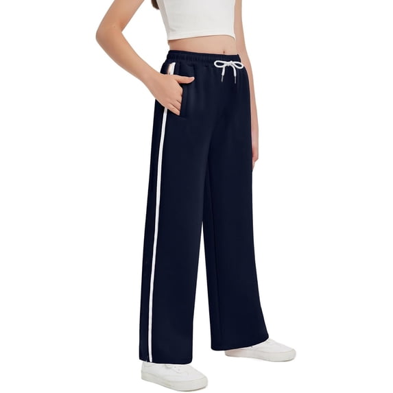 WOYY Girls Sweatpants Athletic Track Pants Straight Leg Open Bottom Joggers, Sizes 5-14