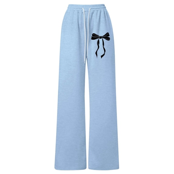 WOYY Girls Sweatpants Cute Bow Print Drawstring Straight Leg Pants, Sizes 12-13