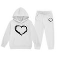 thumbnail image 1 of WOYY Girls Sweatsuit Heart Print Hoodie Sweatpants Outfits Tracksuit Kids 2Pcs Set, Sizes 1-9, 1 of 2