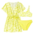 thumbnail image 1 of WOYY Girls Swimsuit Floral Bikini Set with Mesh Cover Up Beach Bathing Suit, 3-Piece, Sizes 12-13, 1 of 2