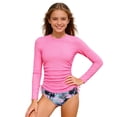 thumbnail image 1 of WOYY Girls Swimsuits UPF50+ Side-Tie Long Sleeve Rash Guard Bathing Suit, Sizes 6-14, 1 of 5