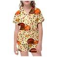 thumbnail image 1 of WOYY Girls Thanksgiving Pajama Sets Turkey Short Sleeve Button Down Top Shorts, Sizes 2-13, 1 of 4