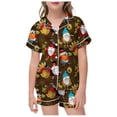 thumbnail image 1 of WOYY Girls Thanksgiving Pajama Sets Turkey Short Sleeve Button Down Top Shorts, Sizes 2-13, 1 of 4
