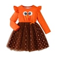 thumbnail image 1 of WOYY Girls Thanksgiving Party Dress Turkey Cute Ruffle Long Sleeve Tutu Dress, Red, Sizes 3-7, 1 of 8