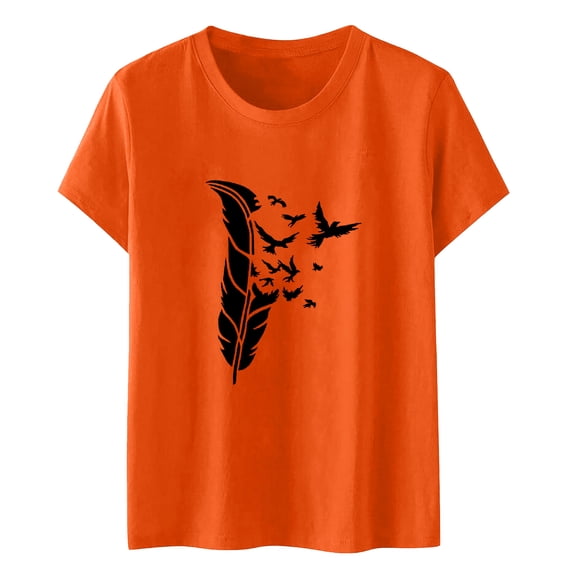 WOYY Girls The Orange Day Shirt Short Sleeve Crew Neck T Shirt Graphic Tee, Sizes 3-13