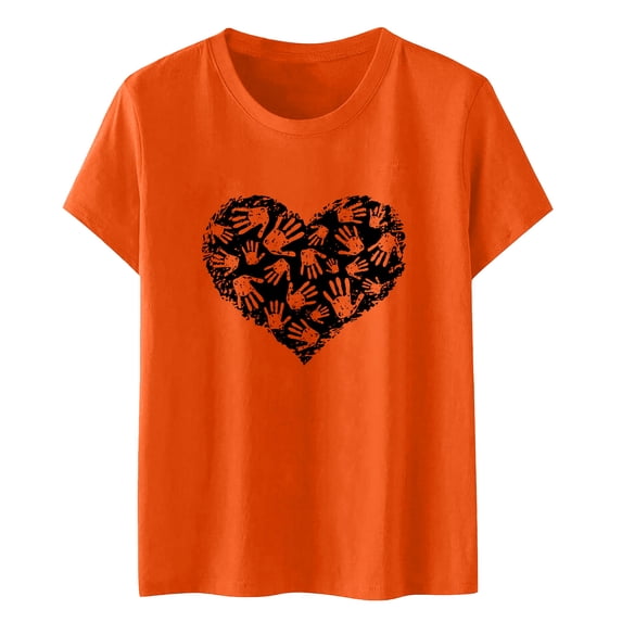 WOYY Girls The Orange Day Shirt Short Sleeve Crew Neck T Shirt Graphic Tee, White, Sizes 3-13