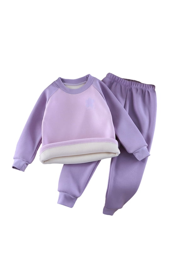 Girls Thermal Underwear Lined Long Sleeve Top Pants Sleepwear Base Layer for Baby, Sizes 6-12 Months