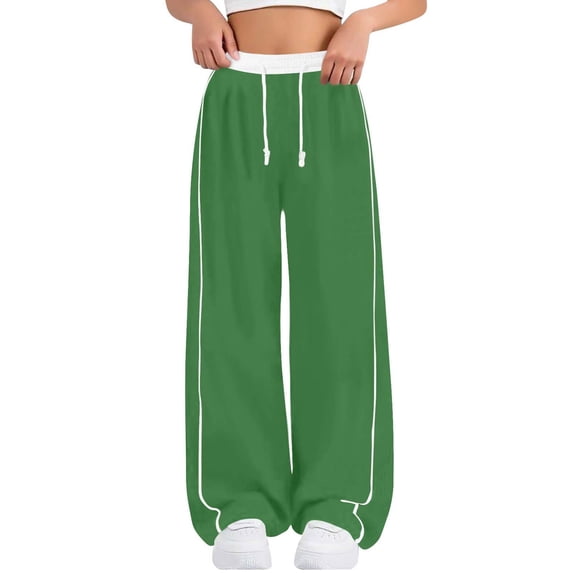 WOYY Girls Track Pants Casual Elastic Waist Drawstring Straight Leg Sweatpants, Sizes 4-15