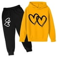thumbnail image 1 of WOYY Girls' Tracksuits Heart Printed Hoodie Set Sweatshirt Jogger Pants Outfits, Sizes 11-12, 1 of 3