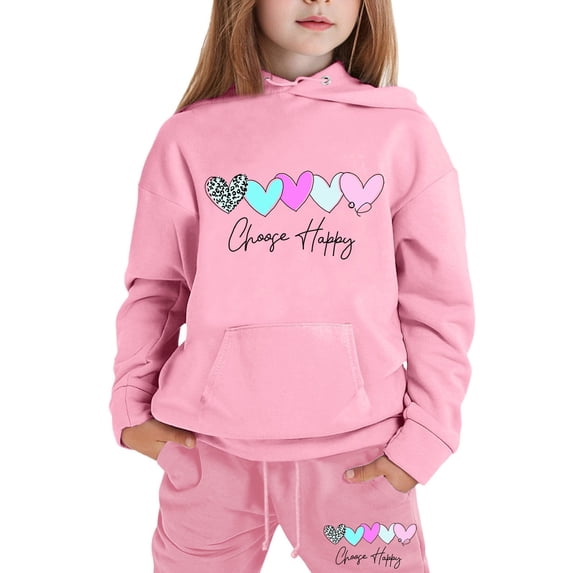 WOYY Girls Tracksuits Pullover Hoodie Jogger Pants Outfits Sweatpants Set, Sizes 2-13