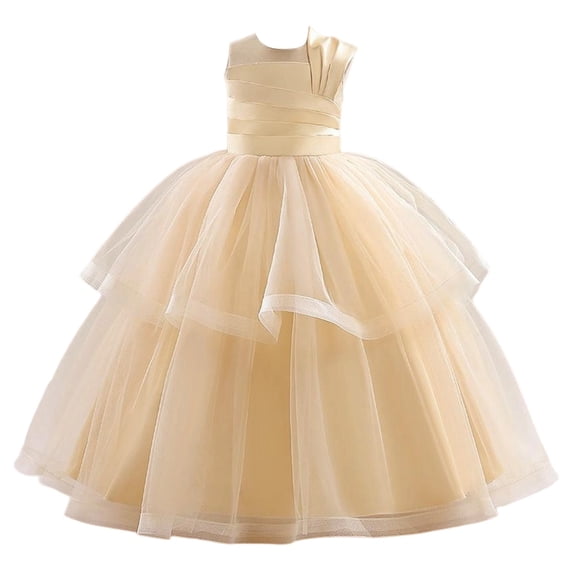 WOYY Girls Tulle Party Dress Sleeveless Birthday Pageant Maxi Princess Dress, Sizes 5-16