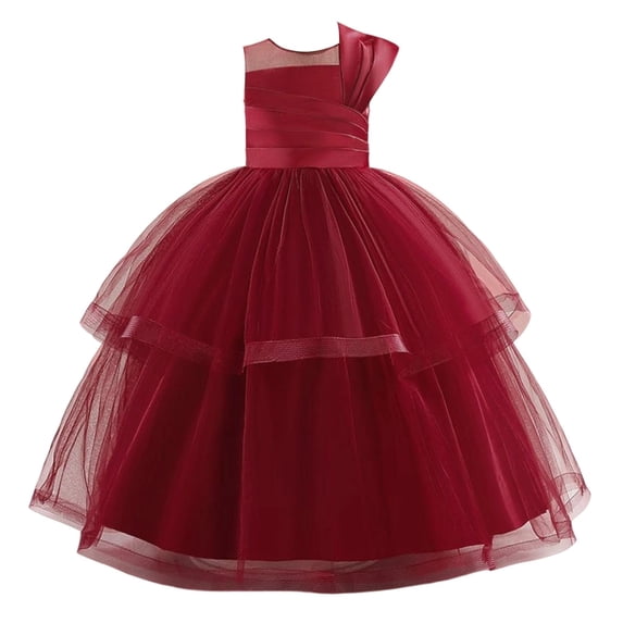 WOYY Girls Tulle Party Dress Sleeveless Birthday Pageant Maxi Princess Dress, Sizes 5-16