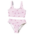 thumbnail image 1 of WOYY Girls Two Piece Swimsuit Cute Bow Print Stretch Bathing Suit Bikini Set, Sizes 5-12, 1 of 4