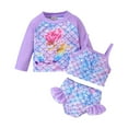 thumbnail image 1 of WOYY Girls UPF 50+ 3-Piece Swimsuit Bikini Set with Long Sleeve Rash Guard, Sizes 9-12 Months, 1 of 8