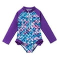 thumbnail image 1 of WOYY Girls UPF50+ Zip Up Rash Guard One Piece Swimsuit with Long Sleeves, Sizes 3-8, 1 of 8