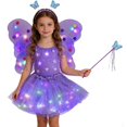 thumbnail image 1 of WOYY Girls Wings Tutu Skirt Headband Fairy Wand 4Pcs Outfits Glowing Fairy Co_stume Kids Clothing Sets, 1 of 3