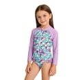 thumbnail image 1 of WOYY Girls' Zipper Long Sleeve Rash Guard One-Piece Swimsuit with UPF50+, Sizes 3-8, 1 of 8