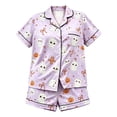 thumbnail image 1 of WOYY Halloween Girls Pajamas Satin Short Sleeve Button Front Shirt Shorts PJs, Sizes 2-16, 1 of 2