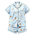 thumbnail image 1 of WOYY Halloween Girls Pajamas Satin Short Sleeve Button Front Shirt Shorts PJs, Sizes 2-16, 1 of 2