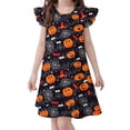 thumbnail image 1 of WOYY Halloween Nightgown for Girls Pumpkin Print Flutter Sleeve Sleep Dress, Sizes 3-10, 1 of 3