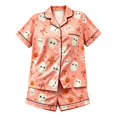thumbnail image 1 of WOYY Halloween Pajamas for Girls Cute Short Sleeve Button Down Shirt Shorts, Sizes 2-16, 1 of 2