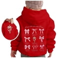 thumbnail image 1 of WOYY Hoodies for Girls Preppy Sweatshirts Cute Bow Graphic Long Sleeve Pullover, Red, Sizes 3-14, 1 of 4