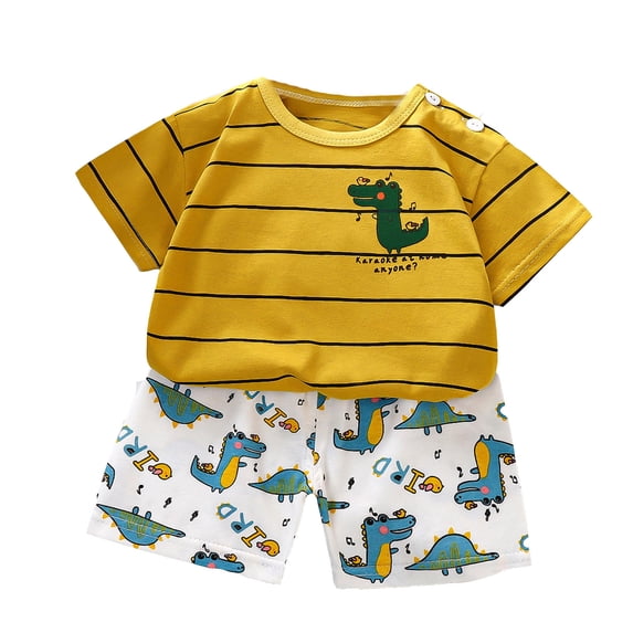 WOYY Infant Boys 2Pcs Outfits Cartoon Print Short Sleeve T-Shirt Shorts Set, Sizes 12-18M