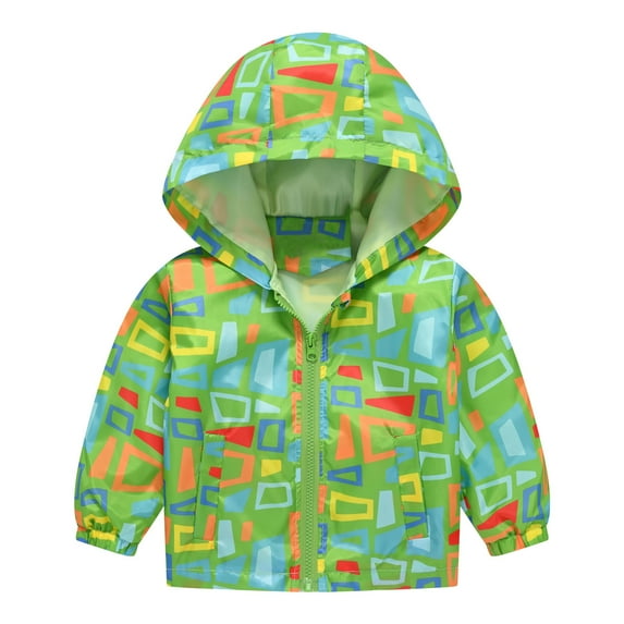 WOYY Boys Cartoon Prints Windbreaker Lightweight Hooded Outerwear Jacket, Sizes 12-18M