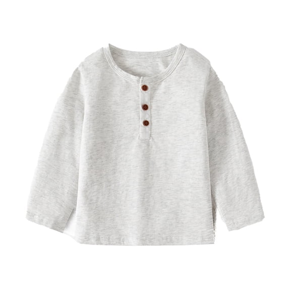 WOYY Boys Casual Henley T-Shirt Long Sleeve Cotton T Shirt Comfy Soft Undershirt