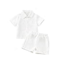 thumbnail image 1 of WOYY Infant Boys Casual Summer Outfits Everyday Short Sleeve Button Down Shirt Shorts Set, 1 of 2