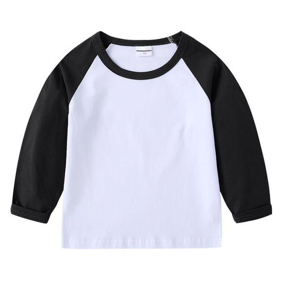 WOYY Boys Color Block Long Sleeve T-Shirt Cotton Crewneck T Shirt Undershirt