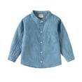 thumbnail image 1 of WOYY Boys Denim Button Down Shirt Long Sleeve Lightweight Shirt Top, Sizes 1-6, 1 of 3