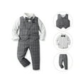 thumbnail image 1 of WOYY Boys Dress Suit Long Sleeve Plaid Shirt Tops Pants Vest with Bowtie 4Pcs Sets, 1 of 4