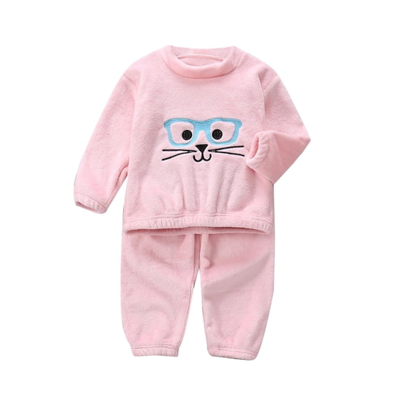 WOYY Boys Flannel Loungewear Set Cute Long Sleeve Top Pants Sleepwear Outfits Baby Clothing Sets, Sizes 1-7