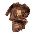 thumbnail image 1 of WOYY Infant Boys Flannel Pajamas Dinosaur Fleece Long Sleeve Sleepwear Set Winter PJs, 1 of 2
