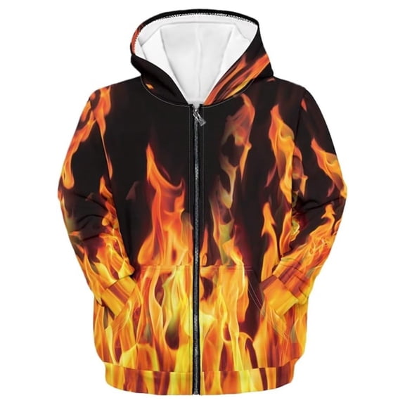 WOYY Boys Lined Hoodie Fire Print Casual Hooded Sweatshirt, Sizes 18-24M