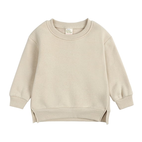 WOYY Infant Boys Fleece Sweatshirt Children's Solid Crew Neck Pullover Top, Sizes 9-12M