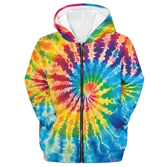 WOYY Infant Boys Fleece Tie Dyed Hoodie Casual Zip Up Hooded Sweatshirt Long Sleeve Jacket