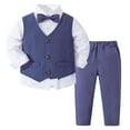 thumbnail image 1 of WOYY Infant Boys Formal Suit Long Sleeve Shirt Bowtie Vest Pants Outfits, Sizes 18-24M, 1 of 8