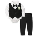 thumbnail image 1 of WOYY Boys Formal Suit Tuxedo Outfits Long Sleeve Bodysuit Vest Pants Set Fashion Baby Clothes, Sizes 0-18 Months, 1 of 4